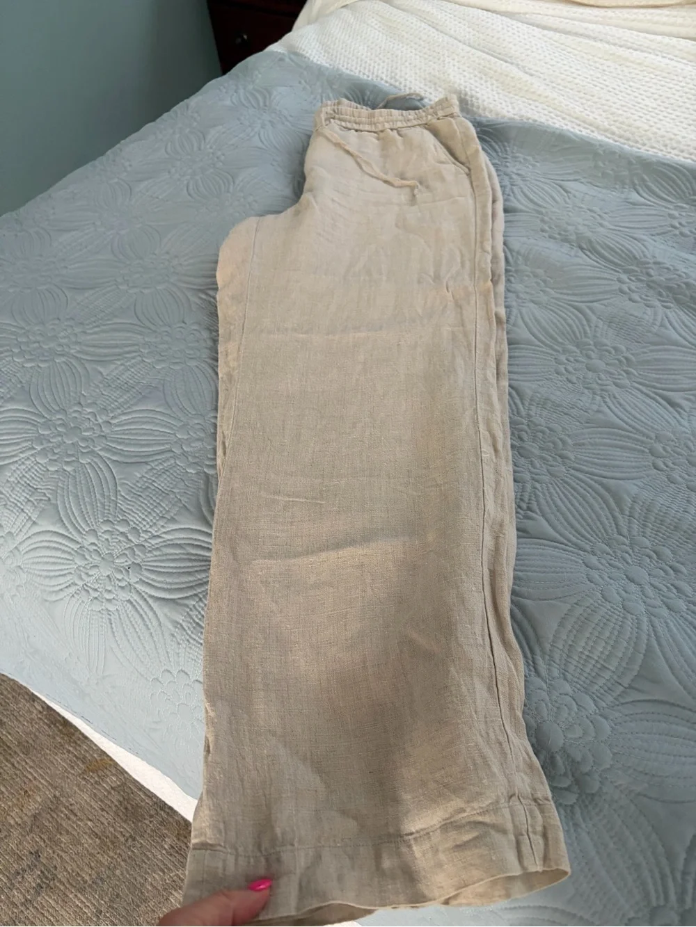 Women’s Casual Drawstring Linen Pants - Beige